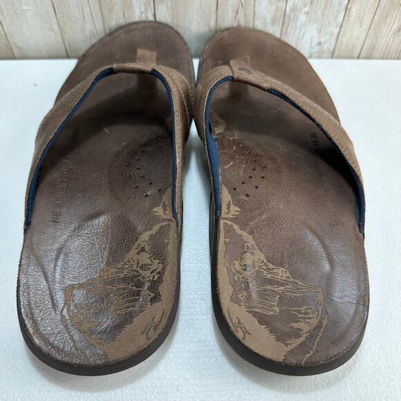 The North Face Bridgeton Flip Flop Mens Size 13 Brown Leather Slip On stamped - Picture 2 of 11